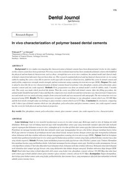 In Vivo Characterization of Polymer Based Dental Cements