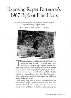 Exposing Roger Patterson's 1967 Bigfoot Film Hoax