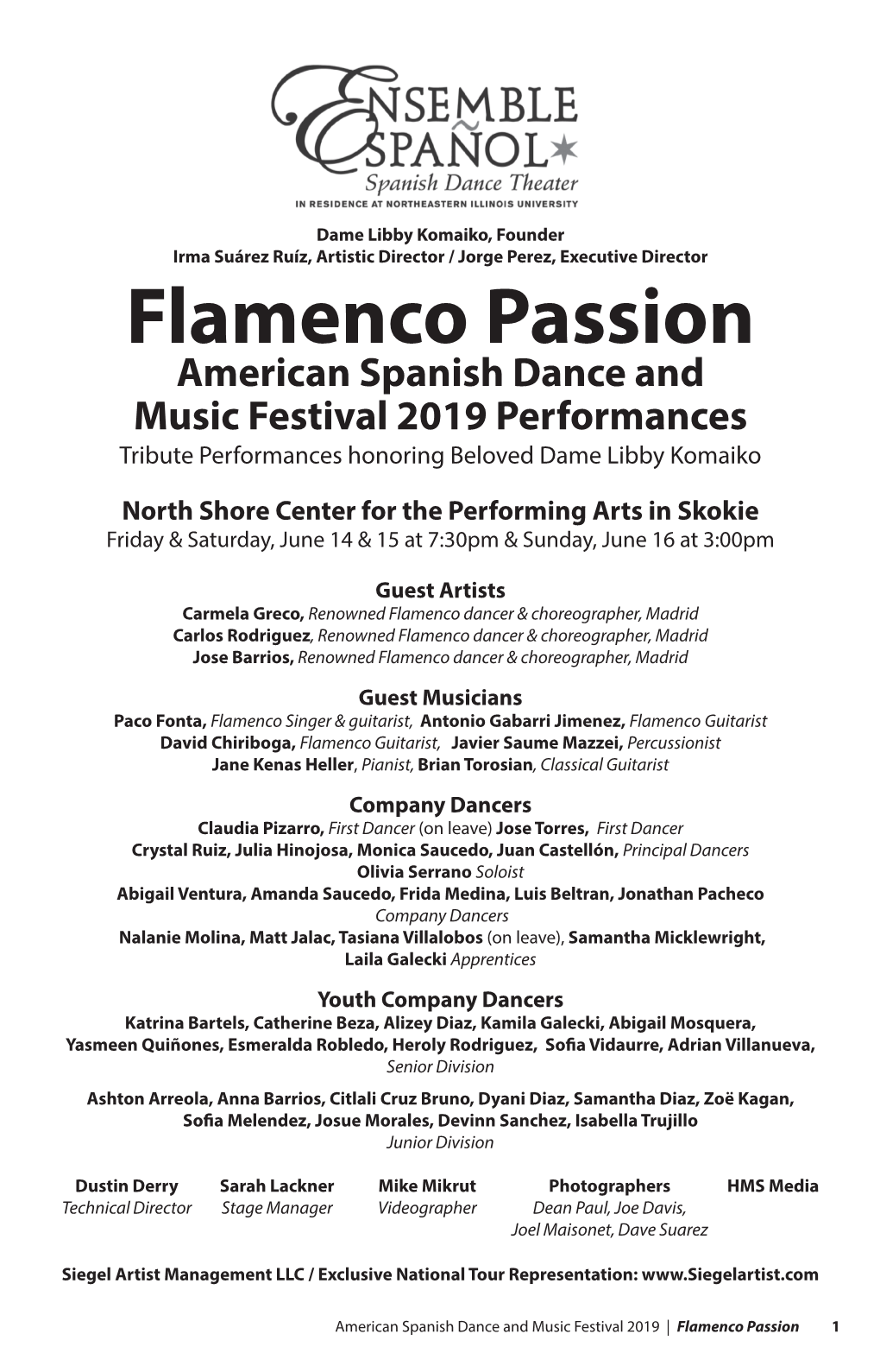 Flamenco Passion American Spanish Dance and Music Festival 2019 Performances Tribute Performances Honoring Beloved Dame Libby Komaiko