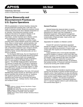 Equine Biosecurity and Biocontainment Practices on U.S