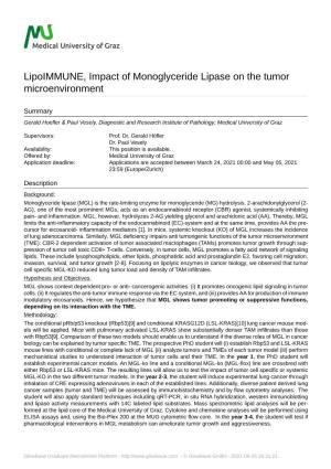 Position #200: Lipoimmune, Impact of Monoglyceride Lipase on The