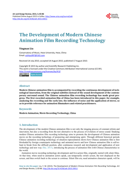 The Development of Modern Chinese Animation Film Recording Technology