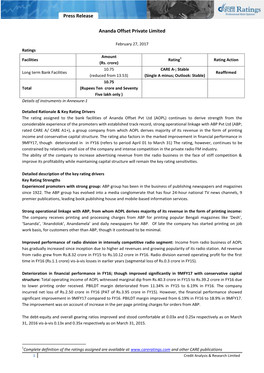 Press Release Ananda Offset Private Limited