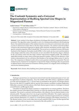 The Coulomb Symmetry and a Universal Representation of Rydberg Spectral Line Shapes in Magnetized Plasmas