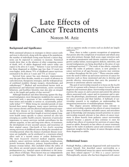 Late Effects of Cancer Treatments Noreen M