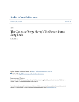 The Genesis of Serge Hovey's the Robert Burns Song Book Esther Hovey