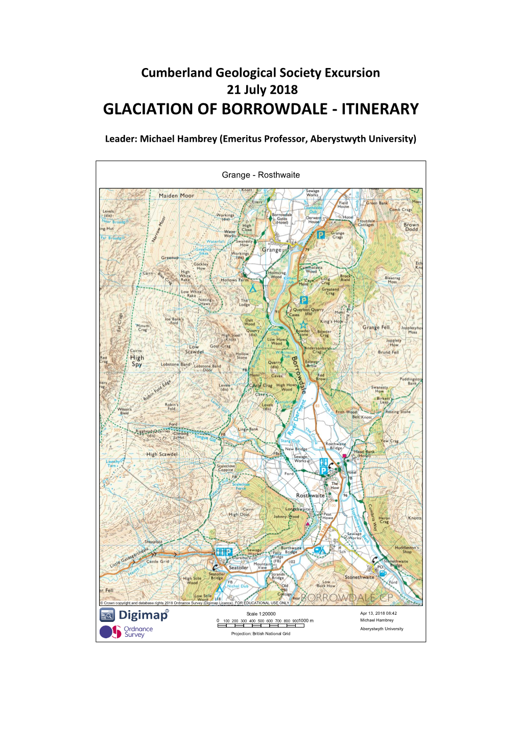 Glaciation of Borrowdale - Itinerary