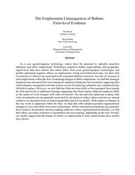 The Employment Consequences of Robots: Firm-Level Evidence
