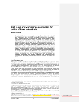 Sick Leave and Workers' Compensation for Police Officers in Australia