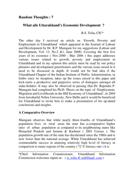What Ail's Uttarakhand's Economy