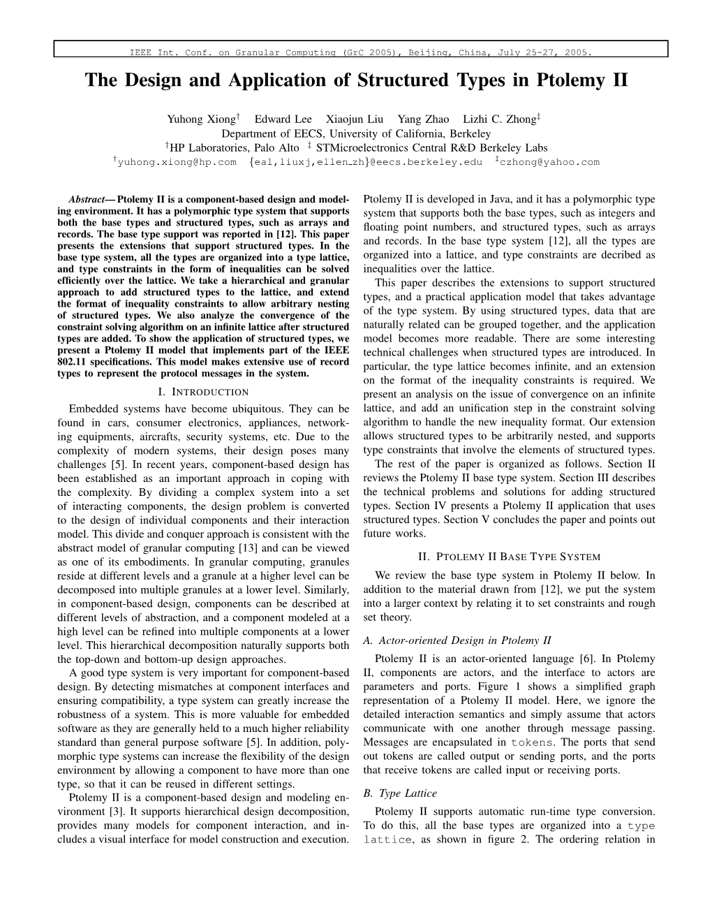 The Design and Application of Structured Types in Ptolemy II