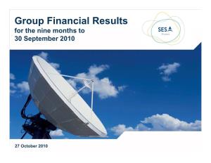 Group Financial Results for the Nine Months to 30 September 2010