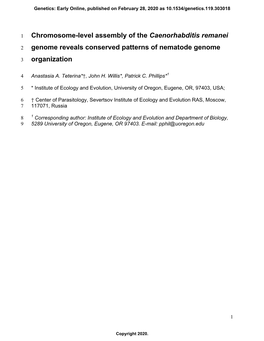 Chromosome-Level Assembly of the Caenorhabditis Remanei