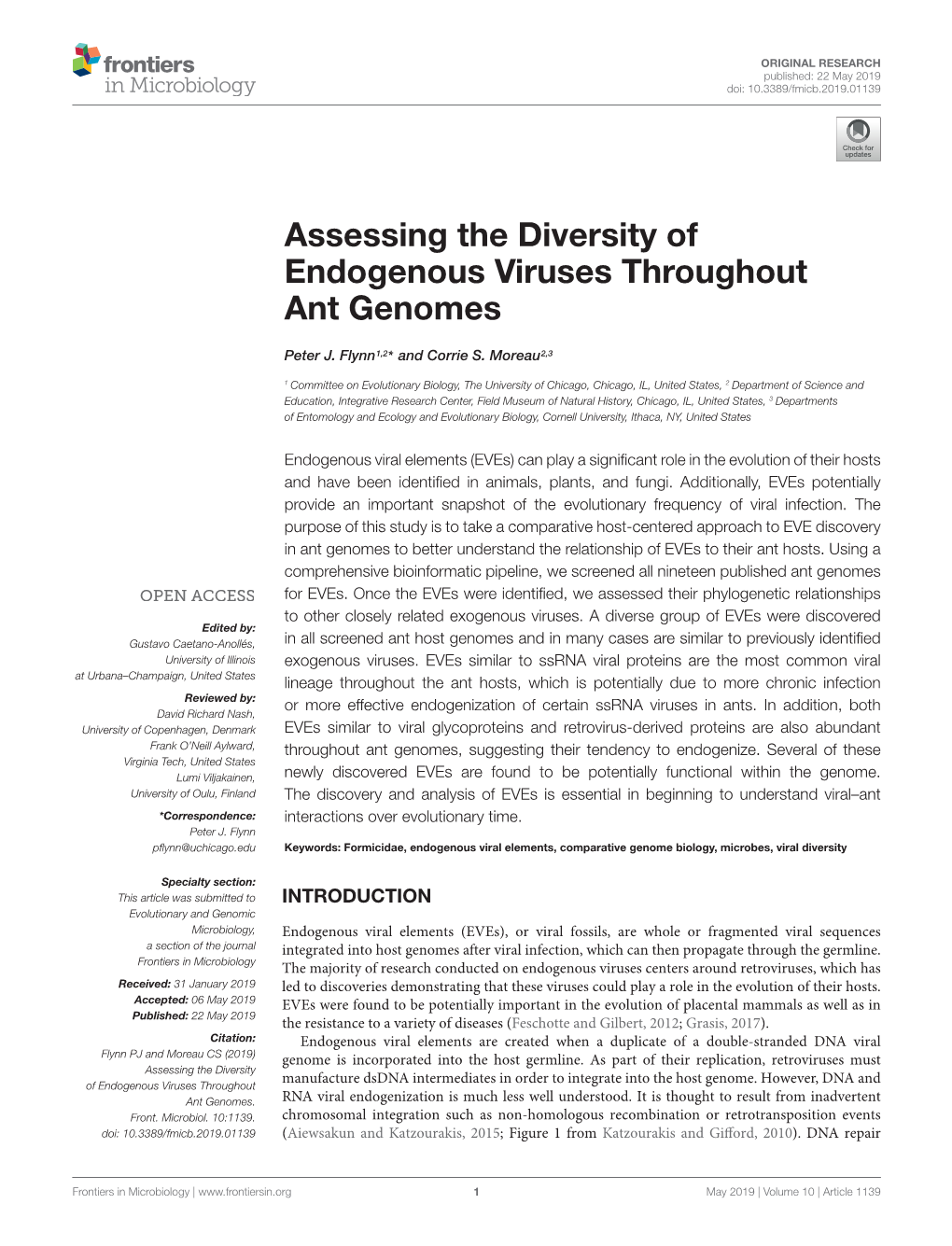 Assessing the Diversity of Endogenous Viruses Throughout Ant Genomes