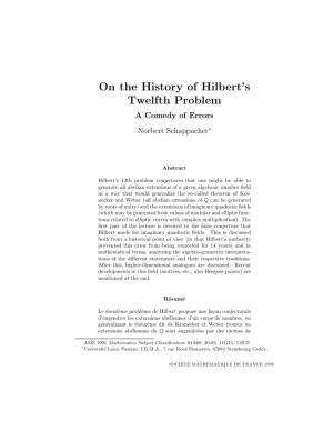 On the History of Hilbert's Twelfth Problem