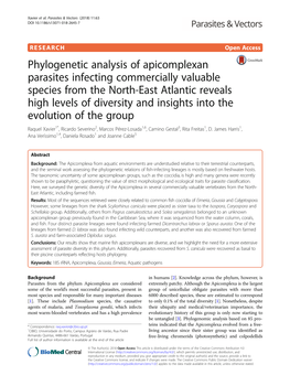 Phylogenetic Analysis of Apicomplexan Parasites Infecting Commercially Valuable Species from the North-East Atlantic Reveals