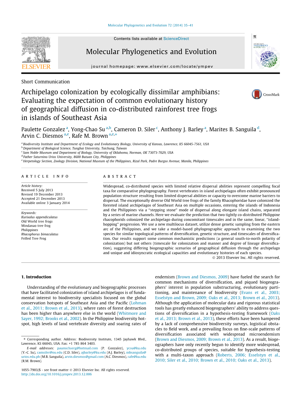 Archipelago Colonization by Ecologically Dissimilar Amphibians