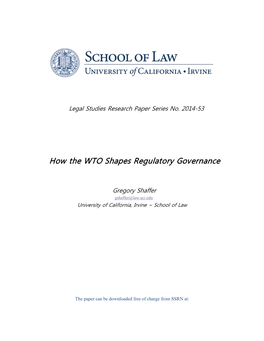 How the WTO Shapes Regulatory Governance