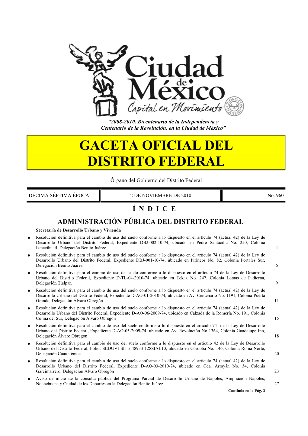 Gaceta Oficial Del Distrito Federal