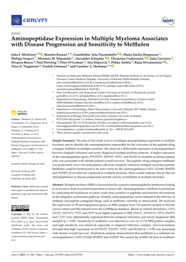 Aminopeptidase Expression in Multiple Myeloma Associates with Disease Progression and Sensitivity to Melﬂufen