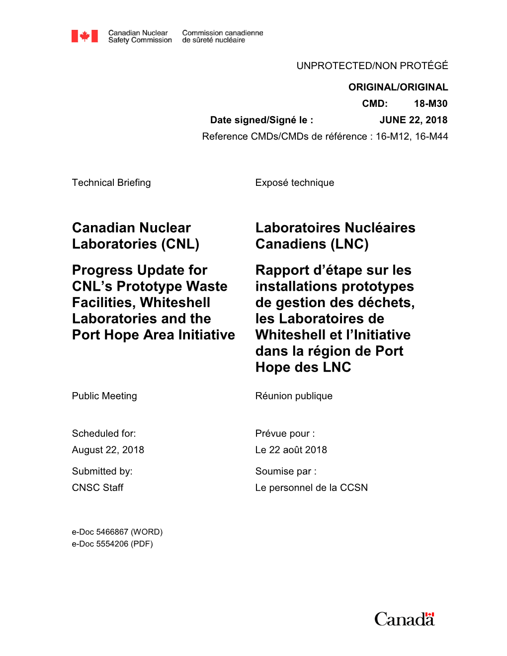 Progress Update for CNL's Prototype Waste Facilities, Whiteshell