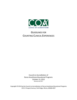 Guidelines for Counting Clinical Experiences