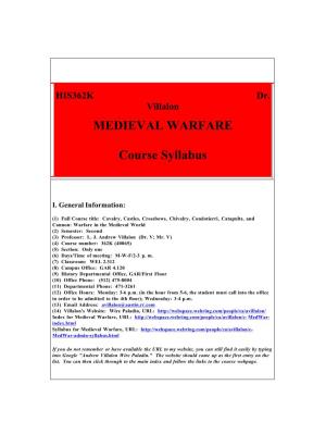 MEDIEVAL WARFARE Course Syllabus