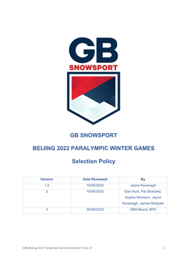 Gb Snowsport Beijing 2022 Paralympic Winter Games