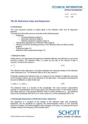 TIE-29: Refractive Index and Dispersion
