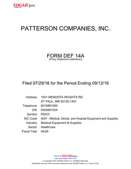 Patterson Companies, Inc