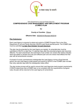 Comprehensive Case Management and Employment Program (Ccmep) Plan