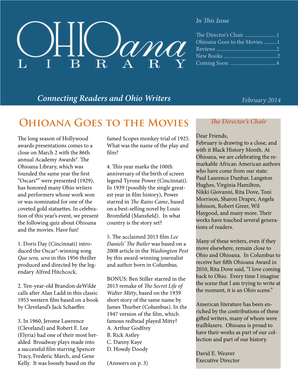 Feb 2014 Ohioana Newsletter