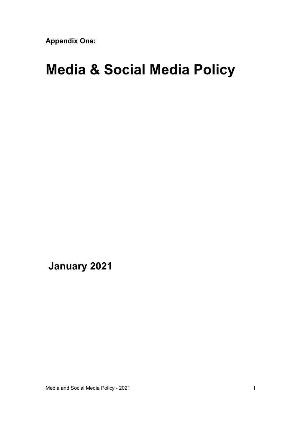 Media & Social Media Policy 2021