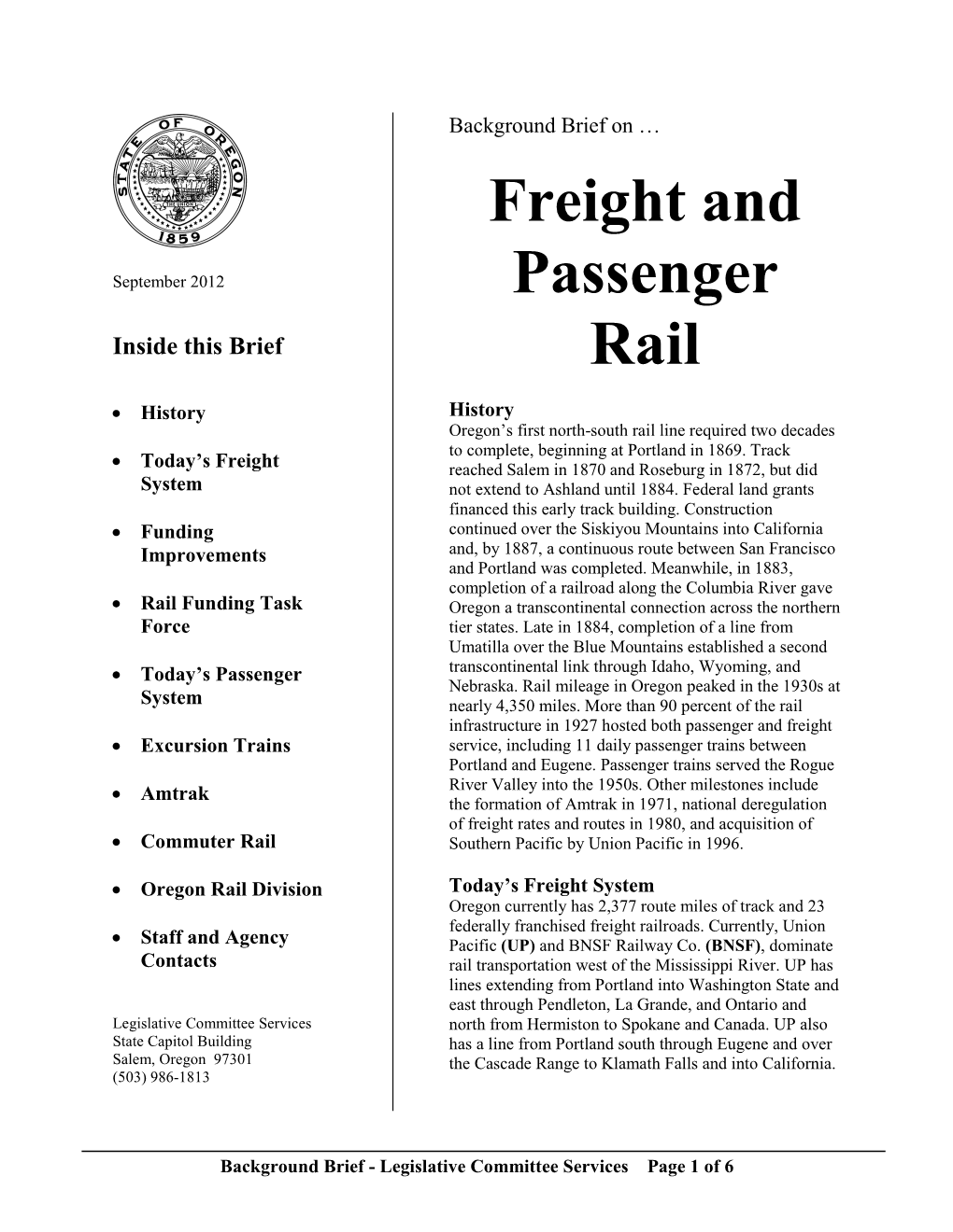 Freight and Passenger Rail