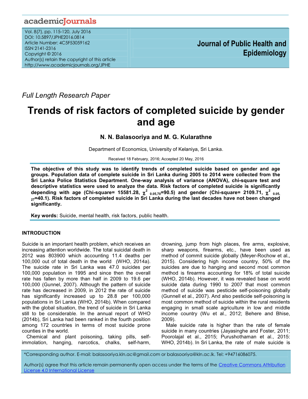 Trends of Risk Factors of Completed Suicide by Gender and Age