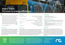 Metro Trains: on Track to Energy Efficiency