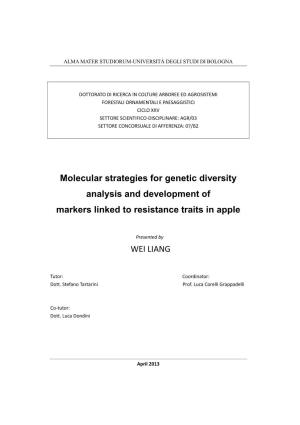 Molecular Strategies for Genetic Diversity Analysis and Development of Markers Linked to Resistance Traits in Apple