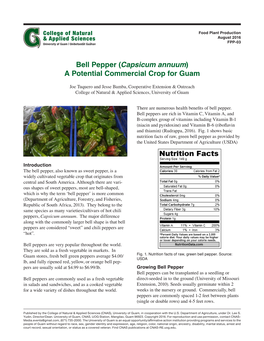 Bell Pepper (Capsicum Annuum) a Potential Commercial Crop for Guam
