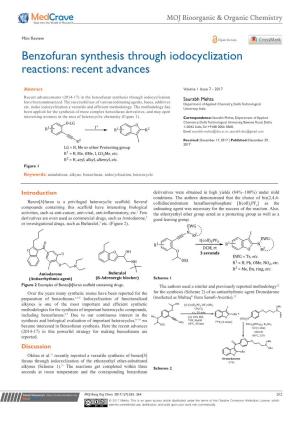 Benzofuran Synthesis Through Iodocyclization Reactions: Recent Advances