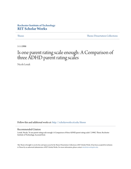 A Comparison of Three ADHD Parent Rating Scales Nicole Lesiak