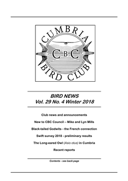 BIRD NEWS Vol. 29 No. 4 Winter 2018