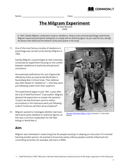 The Milgram Experiment by Saul Mcleod 2008