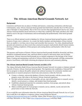 The African-American Burial Grounds Network Act
