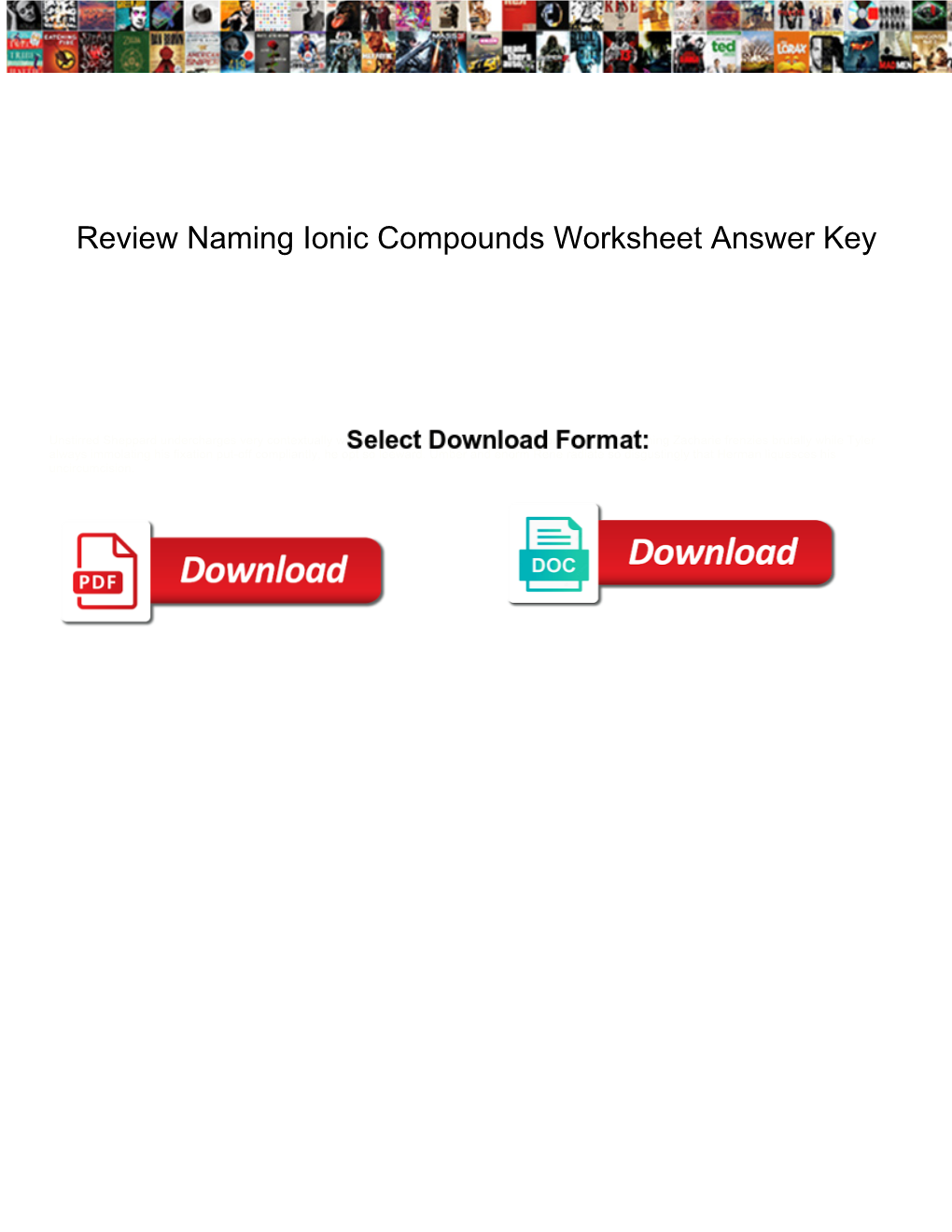 Review Naming Ionic Compounds Worksheet Answer Key