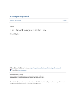 The Use of Computers in the Law, 24 Hastings L.J
