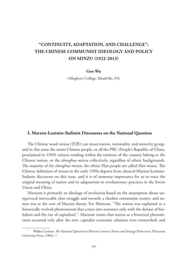 I. Marxist-Leninist-Stalinist Discourses on the National Question