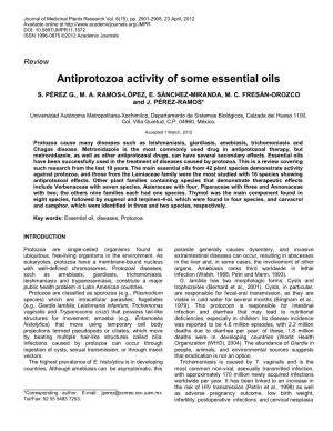 Antiprotozoa Activity of Some Essential Oils