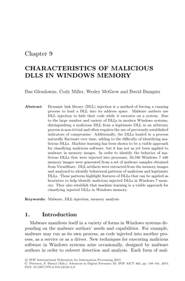 Chapter 9 CHARACTERISTICS of MALICIOUS DLLS in WINDOWS