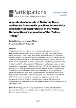 A Paratextual Analysis of Nurturing Opera Audiences: Transmedia Practices, Interactivity and Historical Interpretation in the We