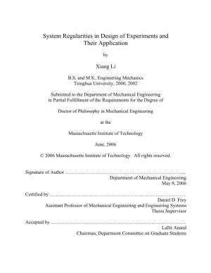 System Regularities in Design of Experiments and Their Application